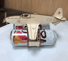 Airplane Beer Can Holder For Laser Cutting Free CDR Vectors Art