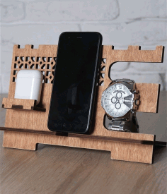 Cell Phone Stand Wooden Docking Station For Laser Cutting Free CDR Vectors Art
