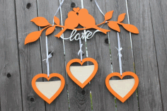 Photo Frame Hearts With Birds Layouts For Laser Cut Free CDR Vectors Art