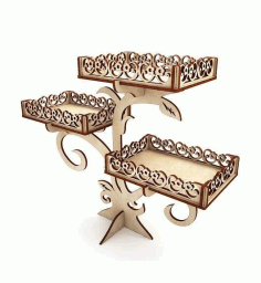 Laser Cut Wooden Decor Cupcake Stand Party Decoration Free CDR Vectors Art