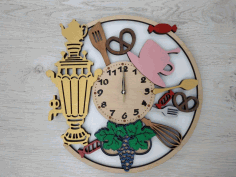 Samovar Wooden Wall Clock For Laser Cut Free CDR Vectors Art