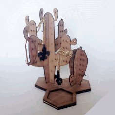Cactus Jewelry Ring Holder Stand For Laser Cut Free CDR Vectors Art