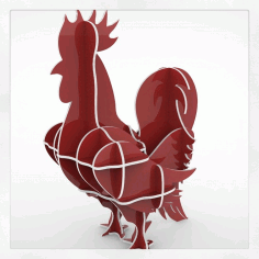 Rooster 3d Wooden Puzzle 16mm For Laser Cutting Free DXF File