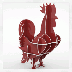 Wooden Rooster 3d Puzzle 16mm For Laser Cutting Free DXF File