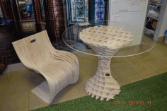 Coffee Table With Chair For Laser Cut Free CDR Vectors Art