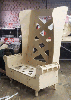 Wood Throne Chair High Back Sofa Chair Template For Laser Cut Free CDR Vectors Art