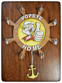 Popeye Home Hanger Hook Wooden For Laser Cut Free CDR Vectors Art