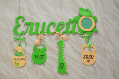 Name Metric With Dinosaurs For Laser Cutting Free CDR Vectors Art