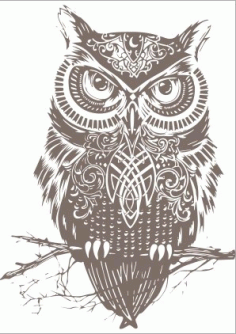 Owl Drawing For Laser Cut Free CDR Vectors Art