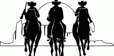 3 Cowboys For Laser Cut Free CDR Vectors Art