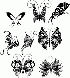 Laser Cut Butterfly Tattoo Design Art Free CDR Vectors Art