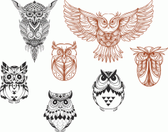 Owl Designs Collection For Laser Cut Free CDR Vectors Art