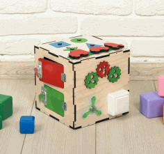 Busy Cube Wooden Toy For Laser Cut Free CDR Vectors Art