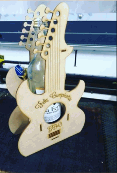 Guitar Shape Wine Bottle Box For Laser Cut Free CDR Vectors Art