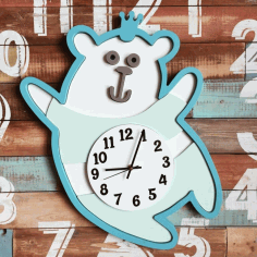 Bear Wall Clock Template For Laser Cut Free CDR Vectors Art