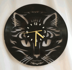 Cat Face Wall Clock For Laser Cut Free CDR Vectors Art