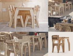 Cafe Furniture Set For Laser Cut Free CDR Vectors Art