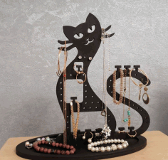 Cat Jewelry Organizer Jewelry Holder Stand For Laser Cut Free CDR Vectors Art