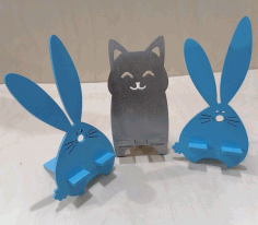 Cute Cartoon Animals Desk Cellphone Holders For Laser Cut Free CDR Vectors Art