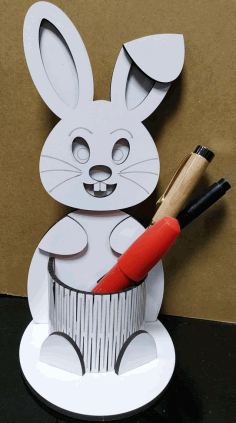 Rabbit Pen Holder For Laser Cut Free CDR Vectors Art