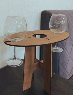 Wine Table Wine Bottle And Glass Holder For Laser Cut Free CDR Vectors Art