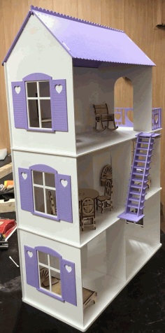 Beautiful Dollhouse Kit For Kidz For Laser Cutting Free DXF File
