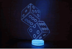Dices Gifts Gambling 3d Night Light Home Decor Free CDR Vectors Art