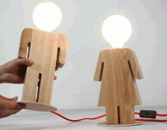 Men And Women Wooden Lamp For Laser Cut Free DXF File