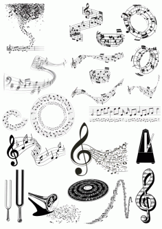 Music Notes For Laser Cut Free CDR Vectors Art