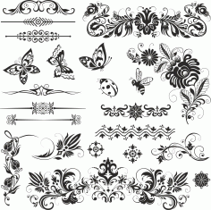 Ornaments Nsect Set For Laser Cut Free CDR Vectors Art