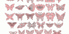 2d Pack Butterfly Ornaments Decor For Laser Cut Free DXF File