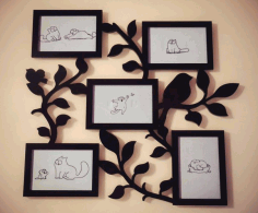 Family Tree With Photo Frames Forting For Laser Cut Free CDR Vectors Art