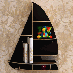 wall-mounted Storage Shelf Sailboat Floating For Laser Cut Free DXF File