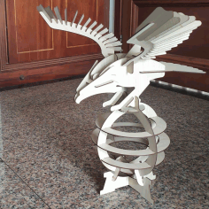 Wooden Eagle 3d Puzzle On Display Stand For Laser Cut Free DXF File
