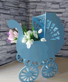 Baby Buggy Planter Flower Stand For Laser Cut Free CDR Vectors Art