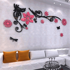 Acrylic Wall Decor 3d Flower For Laser Cut Free CDR Vectors Art