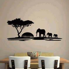 Elephant Wall Decor For Laser Cut Free DXF File
