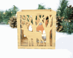 Box Lamp Deer In The Forest For Laser Cut Free CDR Vectors Art