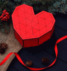 Heart Shape Wooden Gift Box For Laser Cut Free CDR Vectors Art