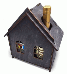 House Shaped Wine Gift Box For Laser Cut Free CDR Vectors Art