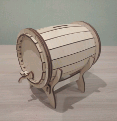 Wooden Barrel Money Bank For Laser Cut Free CDR Vectors Art