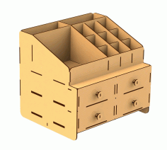 Wooden Desktop Organizer Storage Box With Drawer For Laser Cut Free CDR Vectors Art