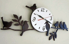 Birds Wall Clock Unique Decor For Laser Cut Free CDR Vectors Art