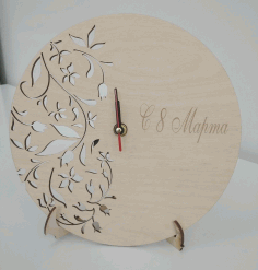 Contemporary Floral Clock For Laser Cut Free CDR Vectors Art