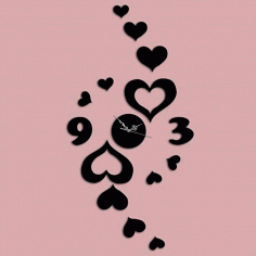heart-shaped Wall Sticker Wall Clock For Laser Cut Free CDR Vectors Art