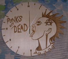 Punks Not Dead Wall Clock For Laser Cut Free CDR Vectors Art