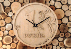 Ruble Wall Clock For Laser Cut Free CDR Vectors Art