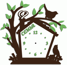 Tree With Birds Clock Template For Laser Cut Free CDR Vectors Art