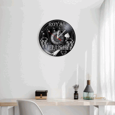 Vinyl Record Wall Decor Royal Flush Poker Wall Clock Card Games For Laser Cut Free CDR Vectors Art