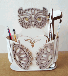 Owl Shape Desk Organizer Pen Holder For Laser Cut Free CDR Vectors Art